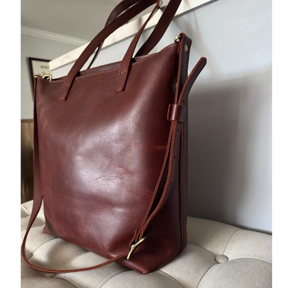 Portland Cognac Zippered Crossbody Tote - Picture 5 of 16